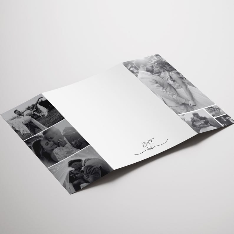Photo Gatefold Wedding Invitation Template, Folded Wedding Trifold Invitation, Photo Booth Strip Folded Invitation, Canva Editable Template