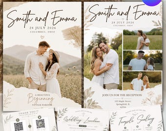 Plantilla de invitación de boda minimalista moderna con foto (descarga digital)