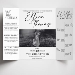 Photo Gatefold Wedding Invitation Template, Folded Wedding Trifold Invitation, Photo Booth Strip Folded Invitation, Canva Editable Template