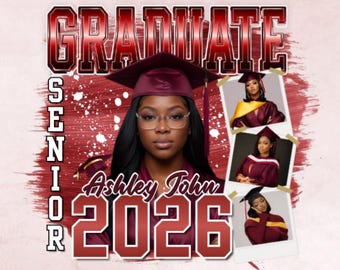 Diseño SVG PNG para graduados de último año de 2026, gráfico MJ en semitono, estampado de camiseta estilo vintage, PNG para sublimación, póster, descarga digital, Canva DIY
