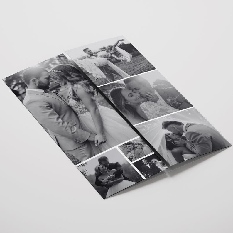 Photo Gatefold Wedding Invitation Template, Folded Wedding Trifold Invitation, Photo Booth Strip Folded Invitation, Canva Editable Template