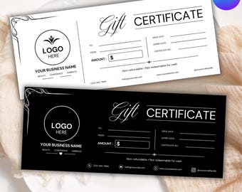 Plantilla de certificado de regalo, vale de regalo imprimible, tarjeta de regalo editable, vale de regalo para hacer tú mismo, certificado de regalo moderno, plantilla editable de Canva