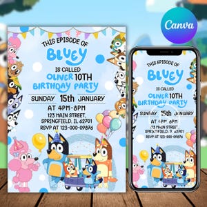 Bluey birthday invitation Bingo Birthday Invitation, Bluey and Bingo Birthday Invitation, Bluey Birthday Party Invite, Canva Editable