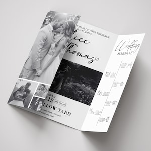 Photo Gatefold Wedding Invitation Template, Folded Wedding Trifold Invitation, Photo Booth Strip Folded Invitation, Canva Editable Template
