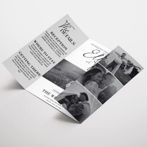 Photo Gatefold Wedding Invitation Template, Folded Wedding Trifold Invitation, Photo Booth Strip Folded Invitation, Canva Editable Template