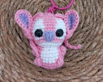 Crochet pink galaxy girl Character Keychain: Handmade Amigurumi Bag Charm Gift box