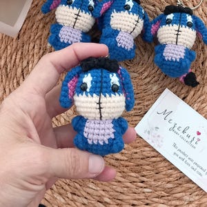 crochet donkey keychain handmade blue donkey inspired keyring bag charm