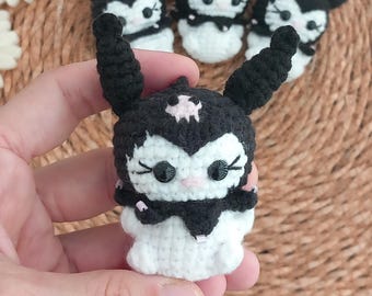 crochet rabbit inspired keychain amigurumi mini black rabbit keyring gift box for