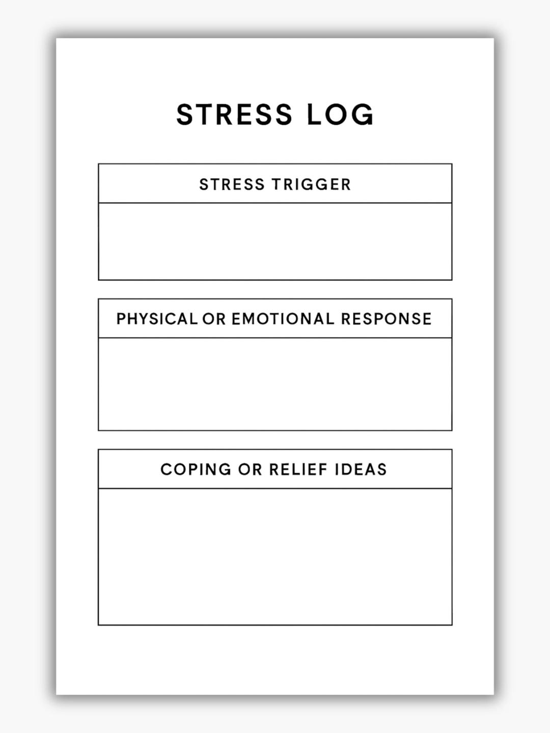 Stress Log Example Stress Log Printable | Mental Reset & Self-awareness Worksheet - Etsy
