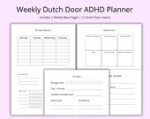 Weekly Dutch Door ADHD Planner Printable Editable Canva Template with Modular Inserts