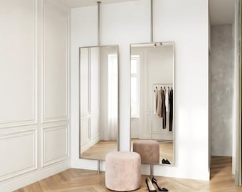 Espejo giratorio 360° para vestidor, espejo corporal rectangular minimalista, decoración moderna industrial para el hogar.