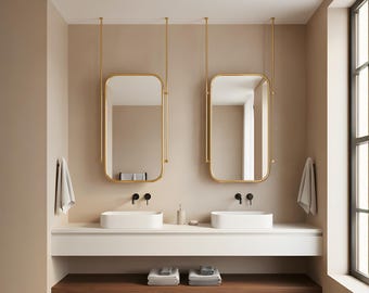 Gold Edelstahl Deckenhalterung: Benutzerdefinierter Badezimmer-Schminkspiegel