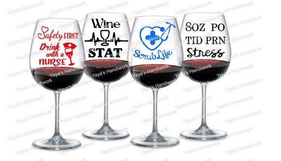 Download Nurse wine glass sayings set of 4 Digital cutting files | Etsy