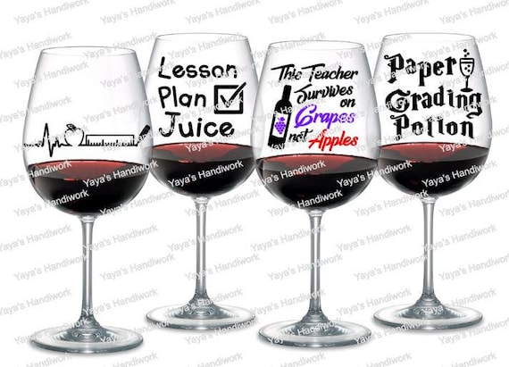 Download Teacher wine glass sayings set of 4 Digital cutting files | Etsy