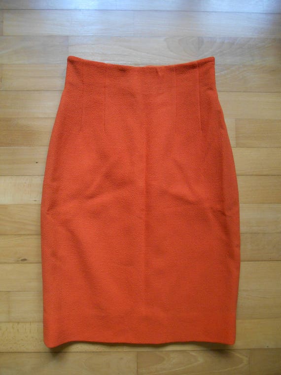 80s Céline Paris orange pencil skirt
