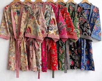 Bata tipo kimono 100 % algodón, ideal para dama de honor, boda, ducha, maternidad, baño, regalos, ropa de playa, larga o corta.