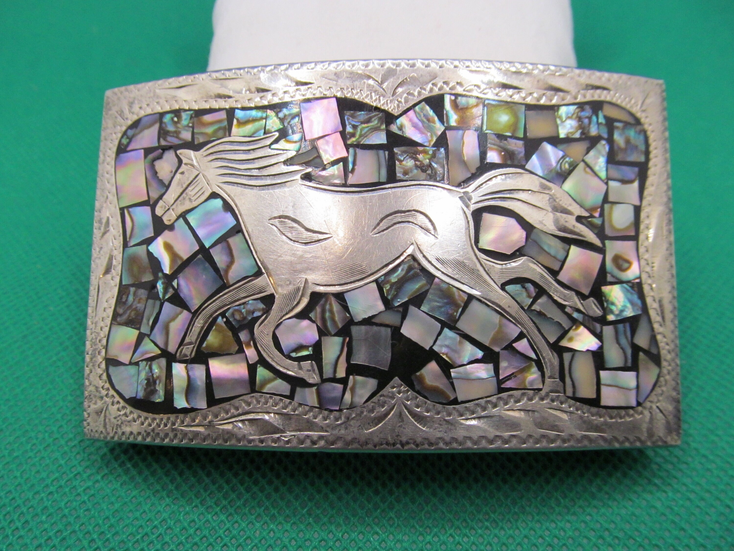 Brand new Mexican, silver abalone belt buckle! Buckle, Alpaca Mexican Silver and Abalone Inlaid - Etsy main image 3