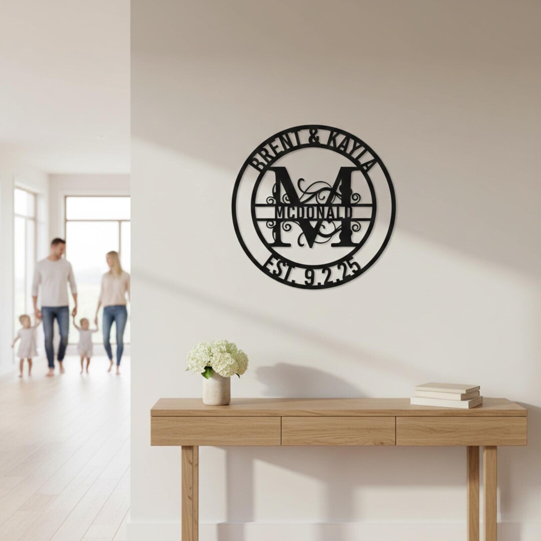 Custom Metal Monogram Sign, Personalized Family Name Wall Decor ...