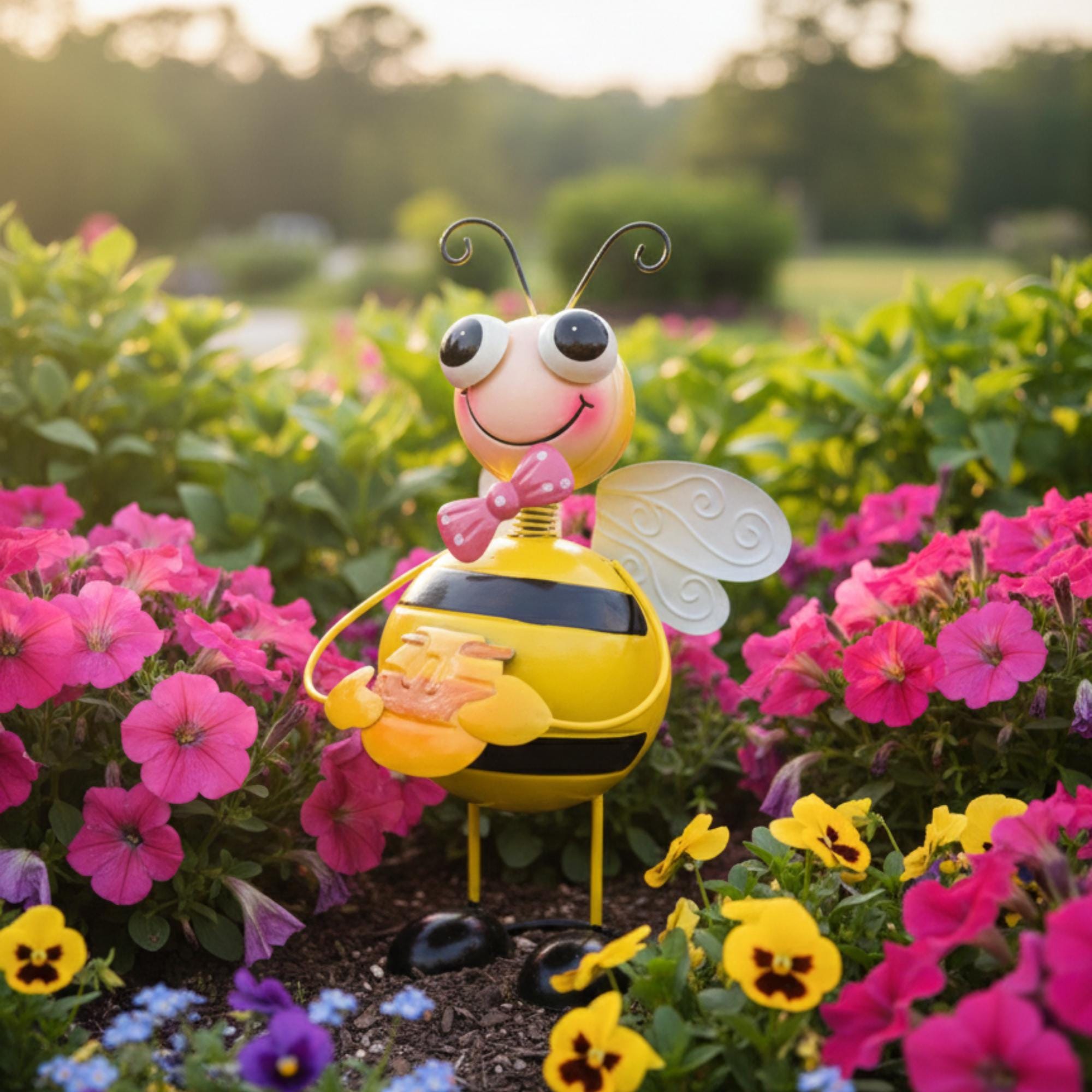 Spring Statues Metal Bee Garden Statue, Whimsical Spring Lawn Decor - Etsy