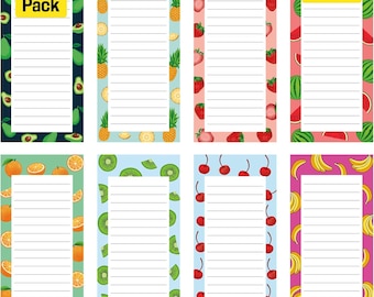 8-Pack Magnetic Fruit Notepads, Grocery List Pads