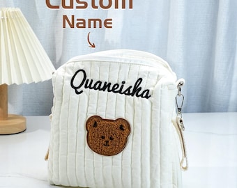 Bolsa de cochecito bordada personalizada, organizador colgante con nombre personalizado, regalo para baby shower para mamá