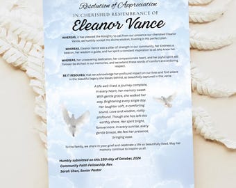 Bewerkbare briefsjabloon voor uitvaartresolutie (digitale download van Canva)