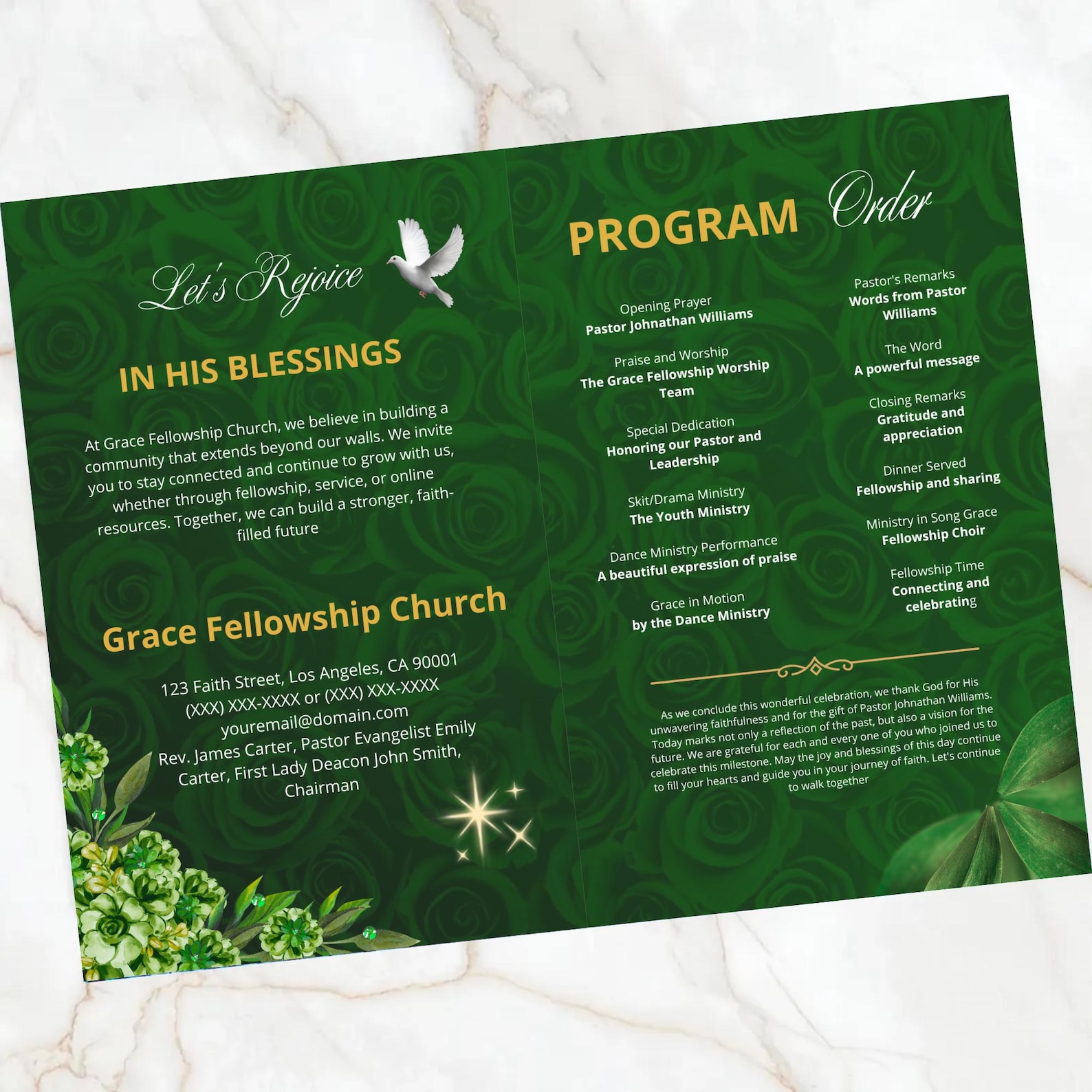 Church Anniversary Program Template, Digital Download, Editable Pastor ...