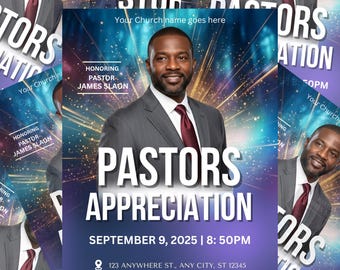 Pastor Appreciation Flyer Template, Church Anniversary (Digital Download)