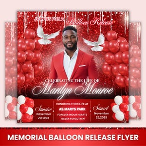 Balloon Release Flyer, Editable Canva Template, Memorial Flyer, Digital Download for Celebration of Life