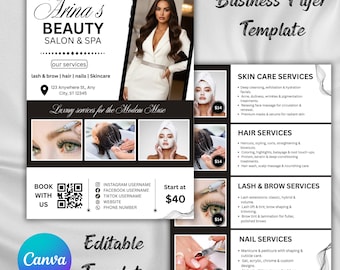 DIY Beauty Salon Flyer Template, Editable Canva Design