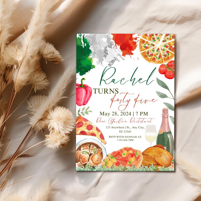 Italian Function Invitations Italian Birthday Party Invitation Template, Wine Dinner (canva, Digital ...
