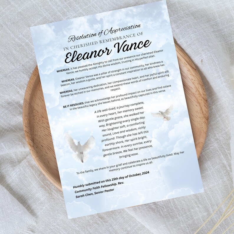 Editable Funeral Resolution Letter Template (canva Digital Download) - Etsy