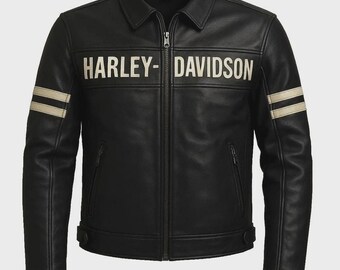 Men’s Black Cowhide Leather Biker Motorcycle Riding Jacket Vintage Style