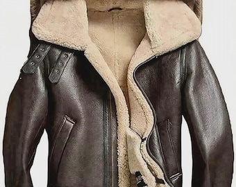 Bomber jacket Men's RAF Aviator B3 Flying Bomber Sheep Skin Real Leather