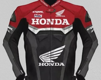 Honda CBR Motorbike Racing Cowhide Leather Jacket Motorcycle Biker Sports Jacket