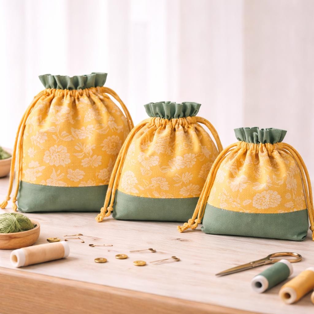 Easy Drawstring Bag Sewing Pattern: 3 Sizes, Beginner DIY (PDF) - Etsy