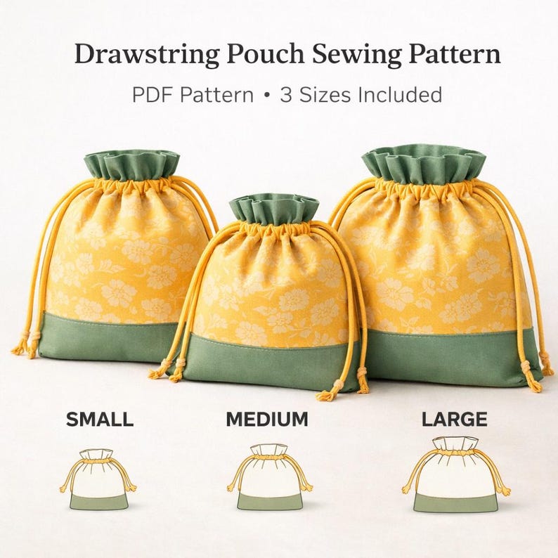 Drawstring Bag Instructions.pdf Easy Drawstring Bag Sewing Pattern: 3 Sizes, Beginner DIY (PDF) - Etsy
