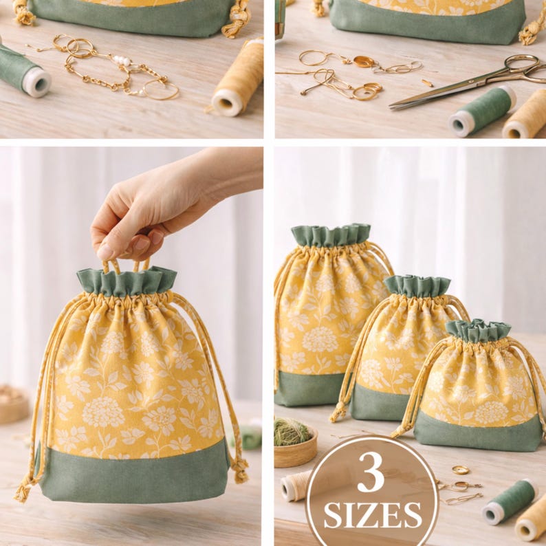 Easy Drawstring Bag Sewing Pattern: 3 Sizes, Beginner DIY (PDF) - Etsy