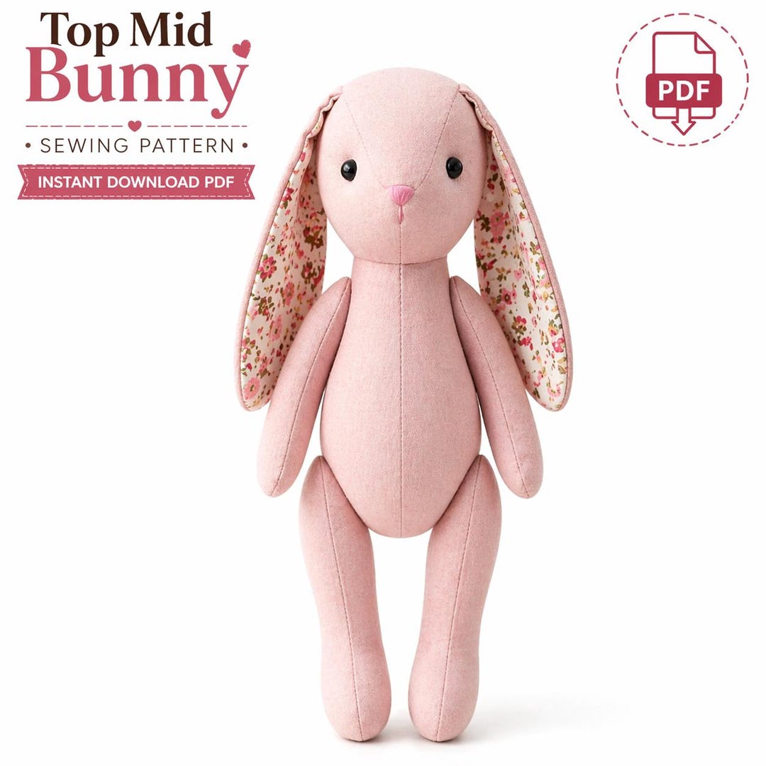 Bunny Sewing Pattern PDF, Plush Rabbit Toy DIY, Stuffed Animal ...