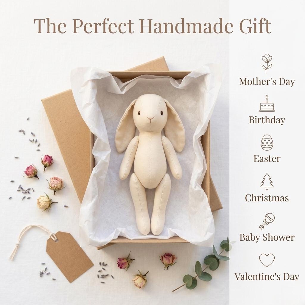 Bunny Sewing Pattern PDF, Plush Rabbit Toy DIY, Stuffed Animal ...