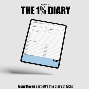 Modelo de Diário Digital e Atalho do Aplicativo 1% | Inspirado no Diário de um CEO de Steven Bartlett