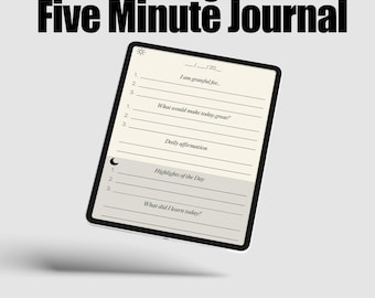 The Digital Five Minute Journal | 5 Minute Journal Template + App Shortcut