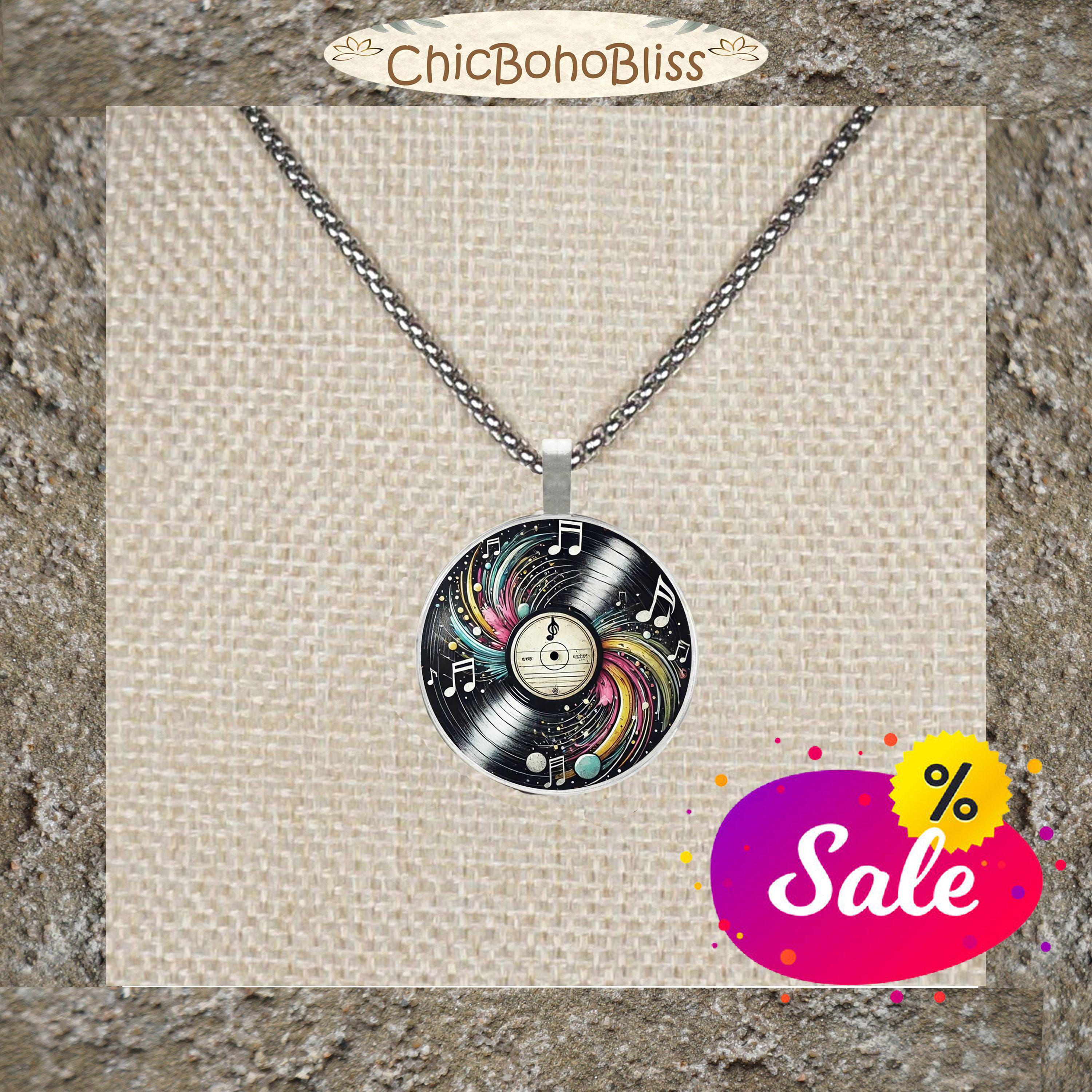 Highly Detailed Intricate Musical Vinyl LP Record Pendant, Stainless Steel Chain Necklace, Length Choices, Gift for Him or Her