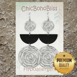 Many Colors, Large Gold or Silver Boho Statement Earrings, Hypoallergenic, Big Earrings, Modern Gift for Her