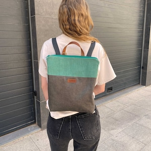 Minimalist turquoise backpack - Unisex lightweight backpack