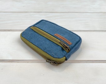 Blue Front Pocket Wallet, Credit Card Wallet, Men Coin Purse, Gift