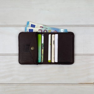 Mini billetera bifold para hombre, billetera minimalista, billetera de cuero, regalos para hombre