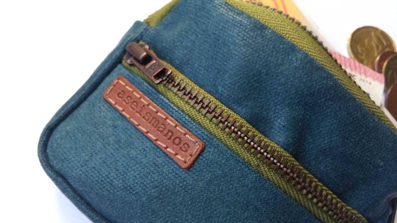 Waxed effect canvas front pocket wallet blue waxed canvas | Etsy