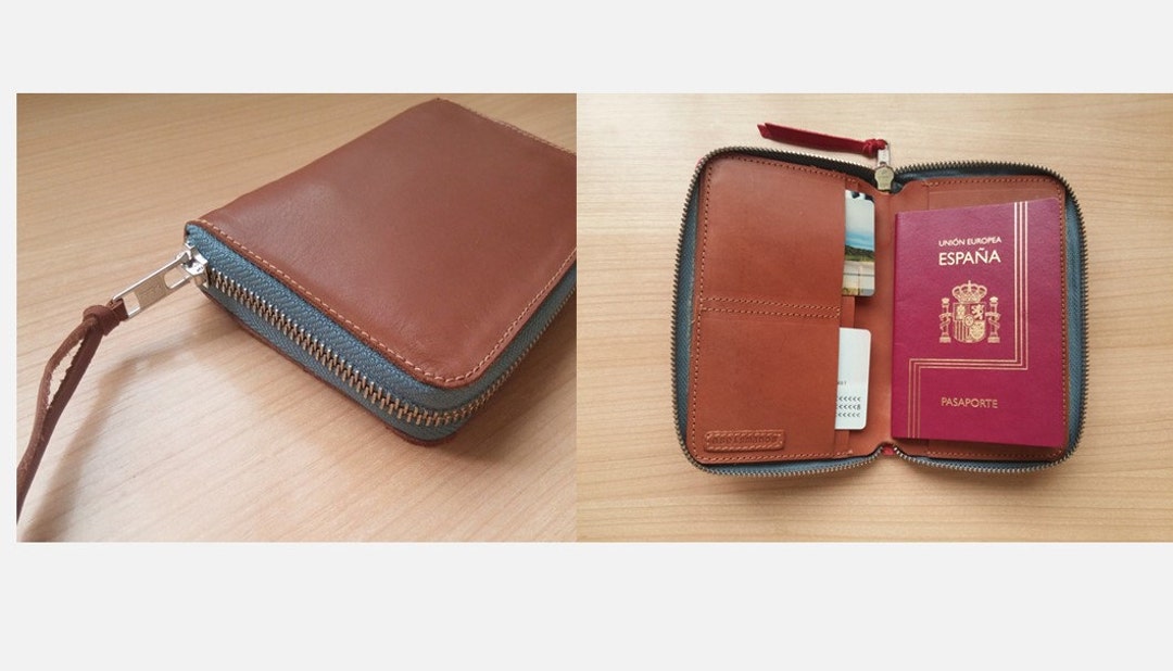 Passport Purse /leather Cover With Zipper/ Moleskine Leather Etsy