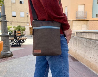 Brown durable men cross body bag